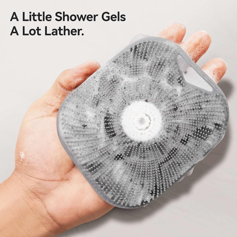 Kpyphm Zinc Infused Silicone Body Scrubber for Men, New Upgrade Deep Exfoliating Body Scrubber for Shower, Silicone Loofah Men for Sensitive Skin with Lathering Bristles and Ergonomic Non-Slip Handle (Gray) - Image 3